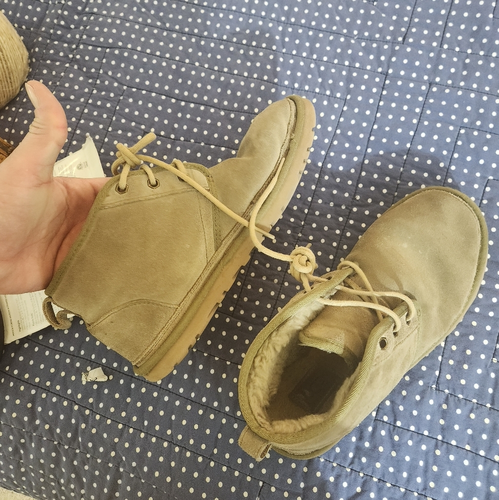 UGG NEUMEL SUEDE SHEEPSKIN LACE UP ANKLE BOOTS - Picture 4 of 8